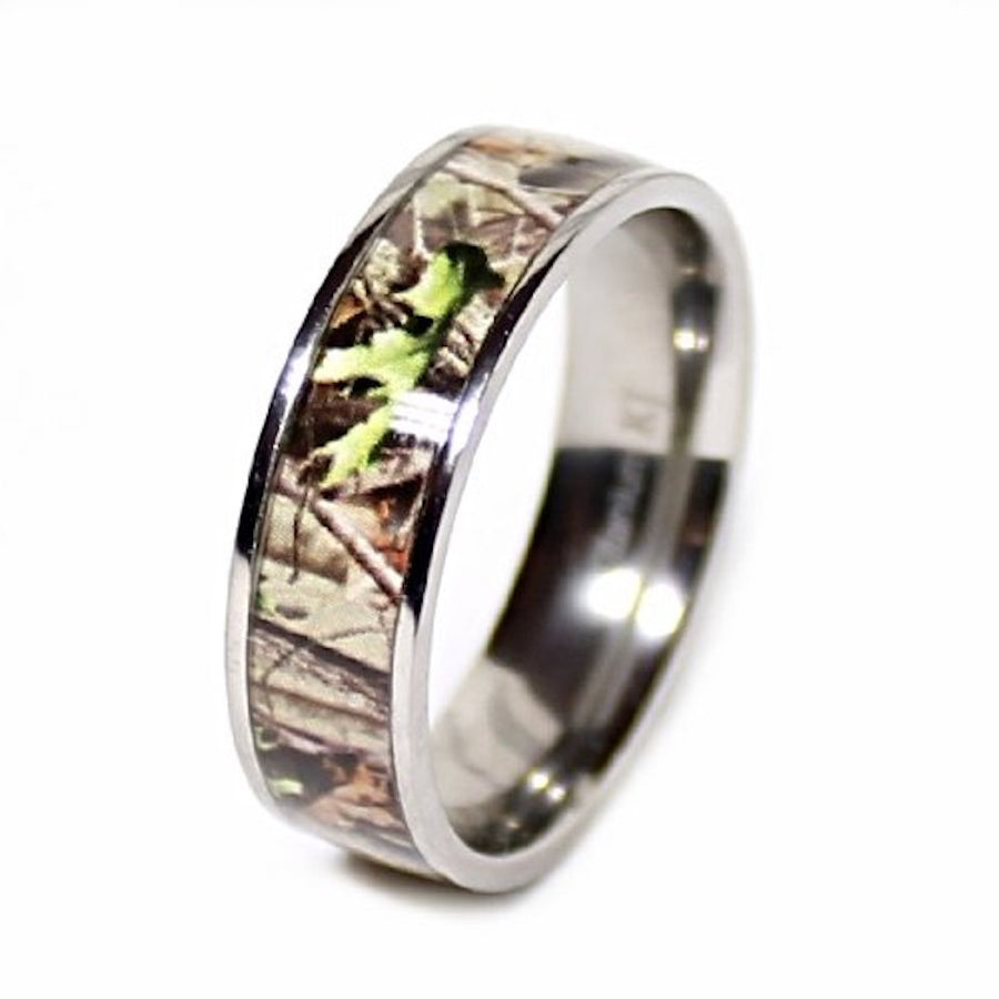 Mens Titanium Mossy Forest Oak Camo Ring Womens Sterling Silver CZ Wedding  Band | eBay